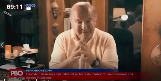 Candidato Presidencial Hernando De Soto se Muestra a Favor de Apertura de Restaurantes