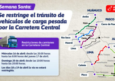 Se Restringe Tránsito de Vehículos de Carga Pesada en la Carretera Central por Semana Santa