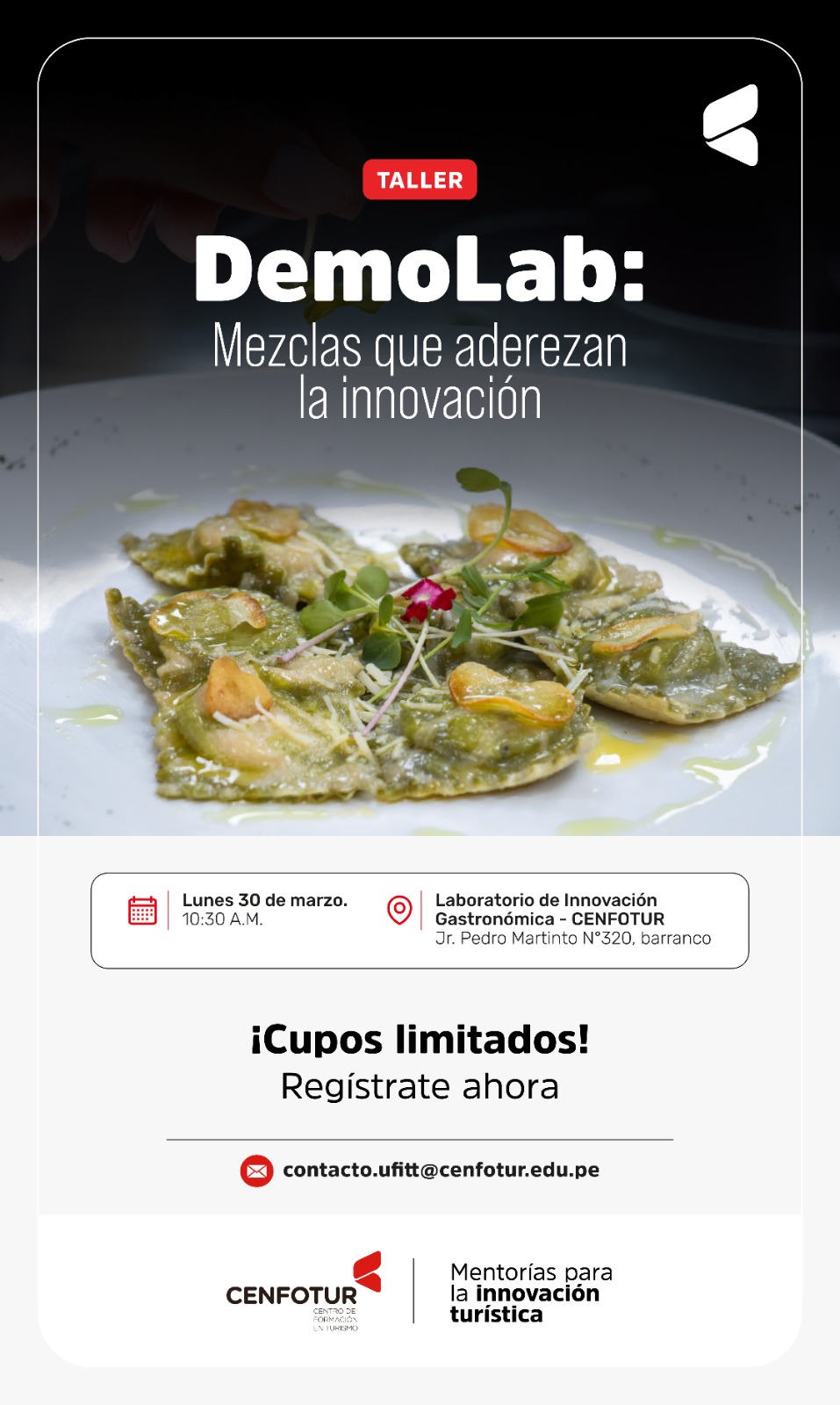 CENFOTUR los invita al Taller DemoLab «Mezclas que aderezan la innovación»