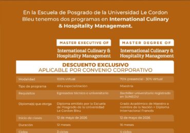 AHORA PERÚ impulsa formación especializada en  programas de posgrado de la Universidad Le Cordon Bleu