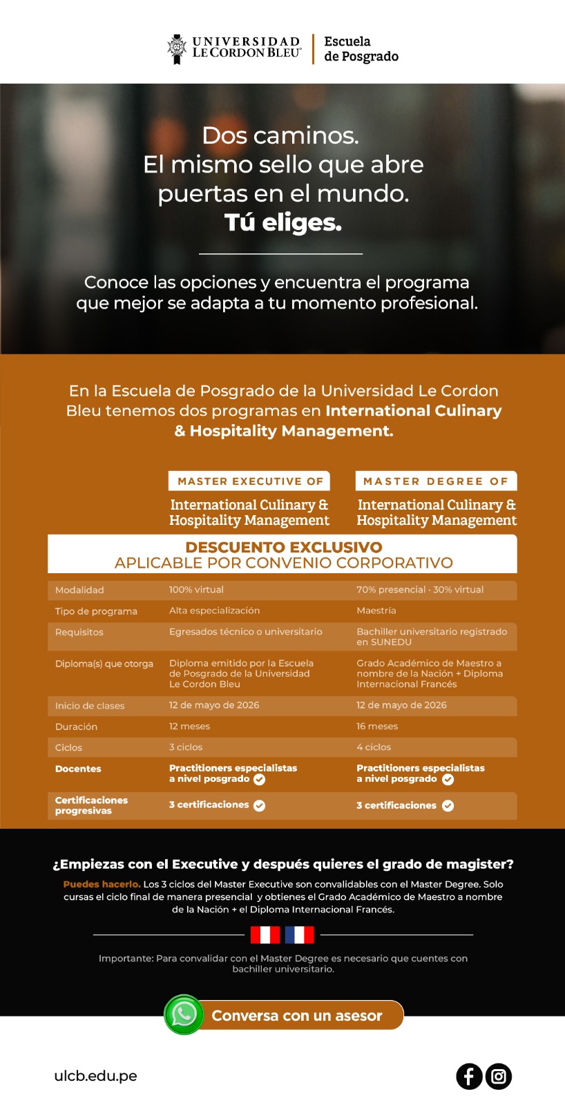 AHORA PERÚ impulsa formación especializada en  programas de posgrado de la Universidad Le Cordon Bleu