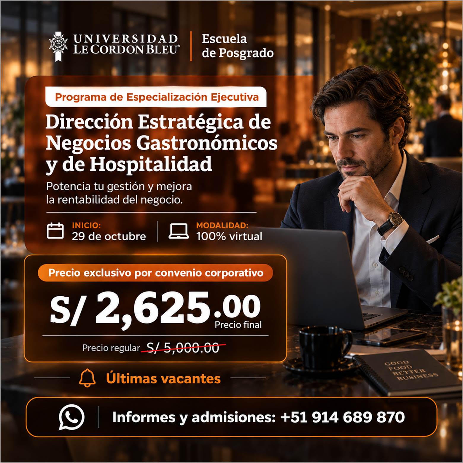 Gracias a convenio corporativo con la Escuela de Posgrado de la Universidad  Le Bleu asociados de AHORA PERÚ podrán acceder a precio preferencial 